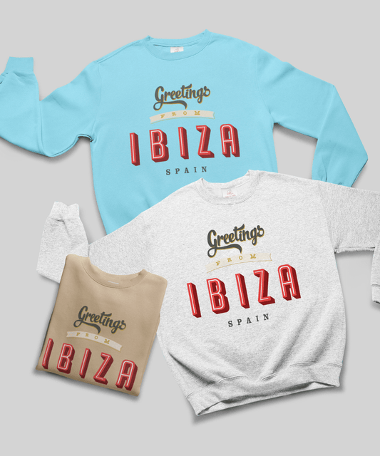 “Greetings from Ibiza”Terry Oversized Retro Logo Crew Neck Sweatshirt Bundle