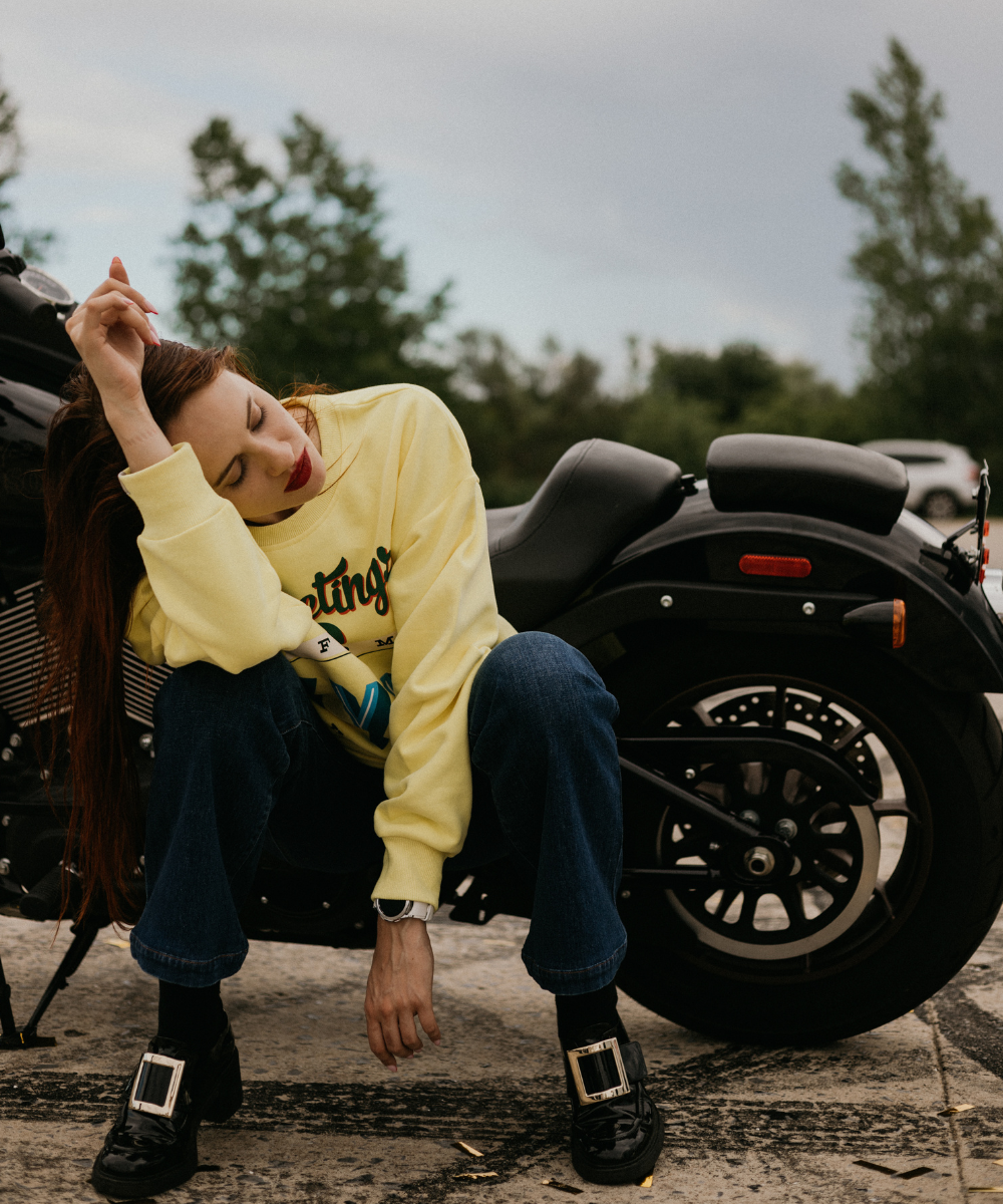 “Greetings from Kyiv” Fleece French Terry Oversized Retro Logo Crew Neck Sweatshirt